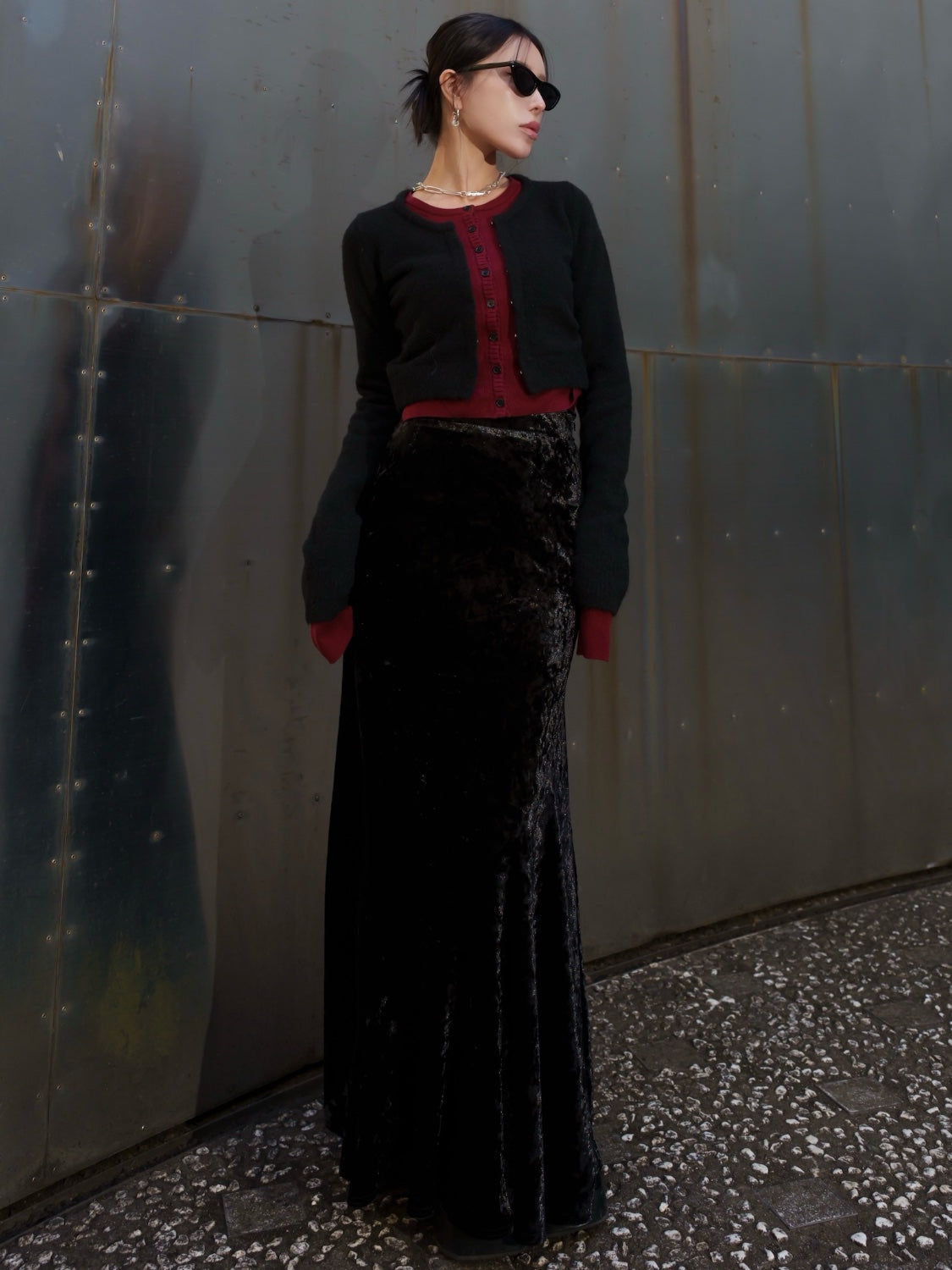 レイヤーライク Crew Neck KNIT カーディガン