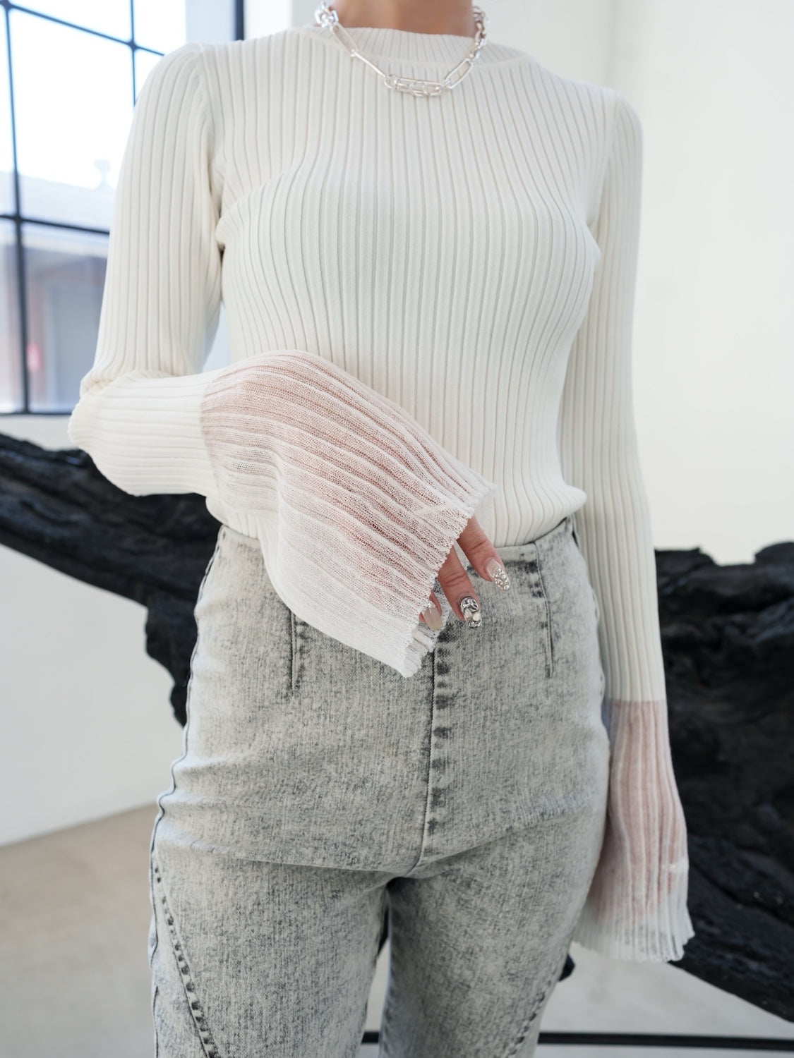 Multi-seam Stretch Flared Denim