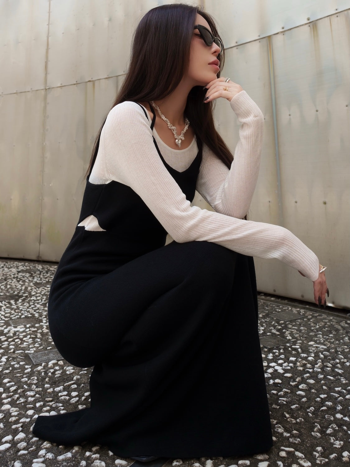 シアー ドッキング KNIT ワンピース