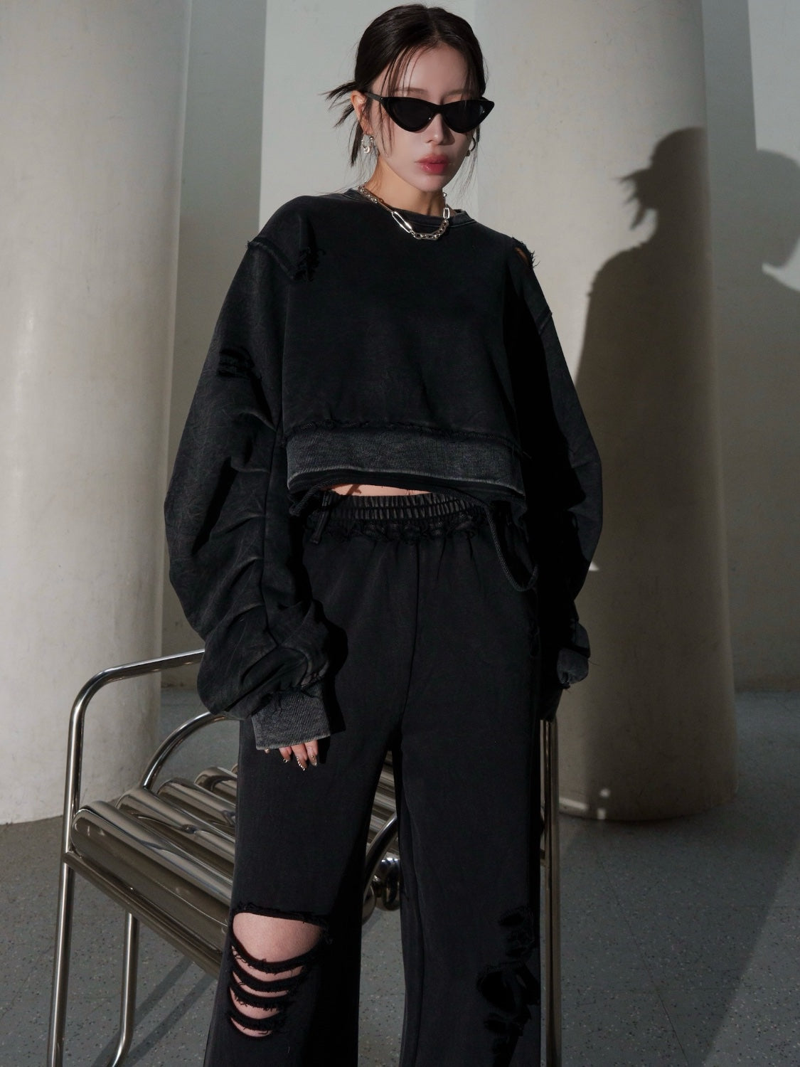 ピグメント Short ダメージ プルオーバー