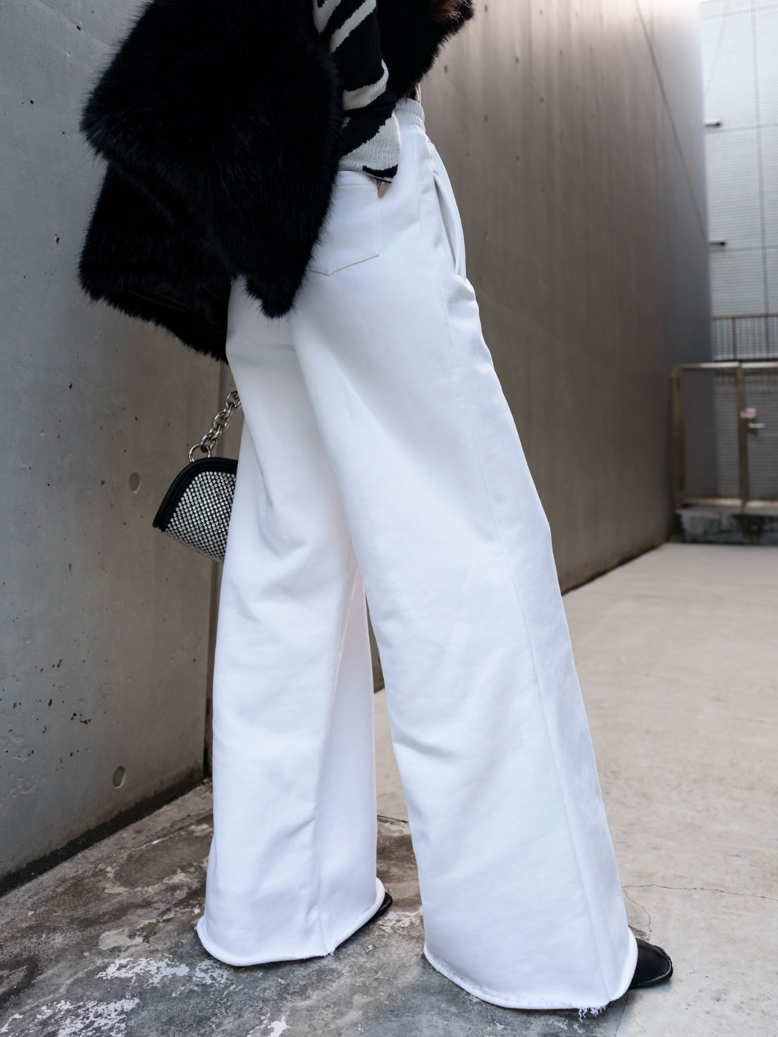 Cut-off Sweat Wide Pants