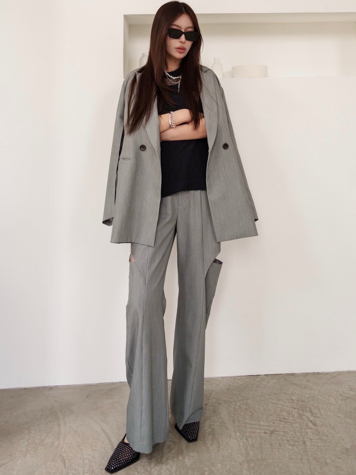 Side Hole Straight Slacks