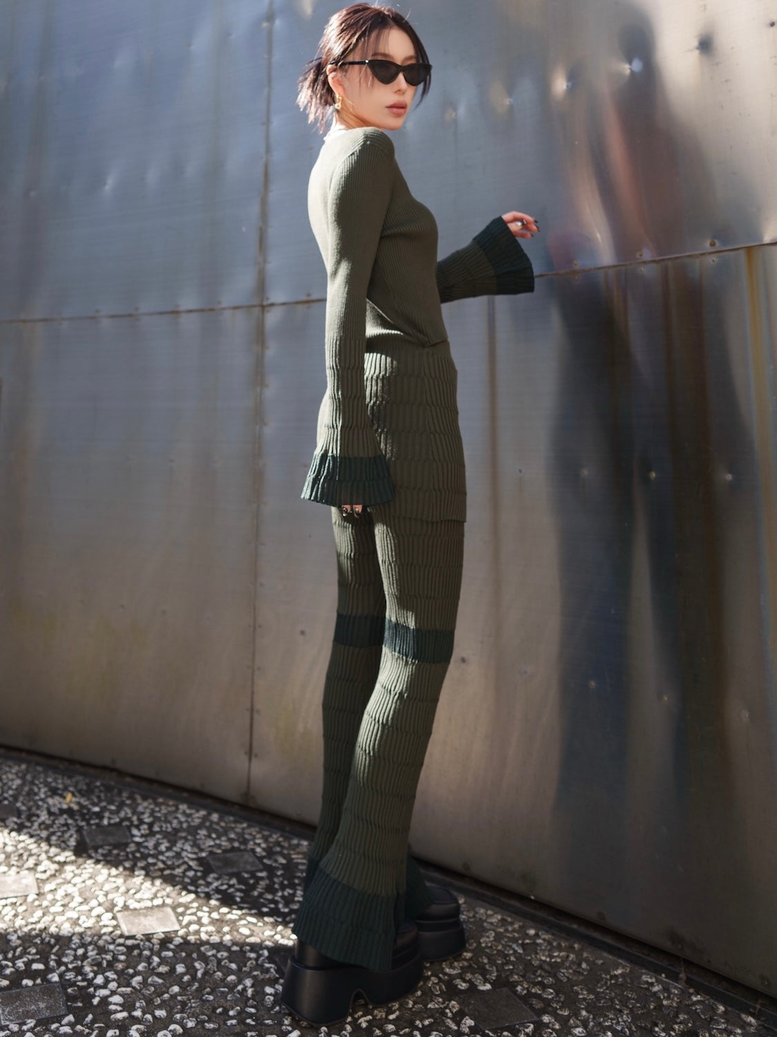 Multi シアー Ribニット セットアップ