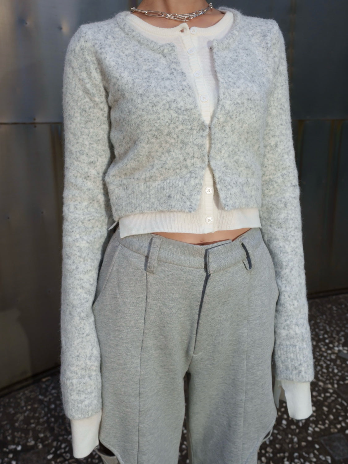 レイヤーライク Crew Neck KNIT カーディガン