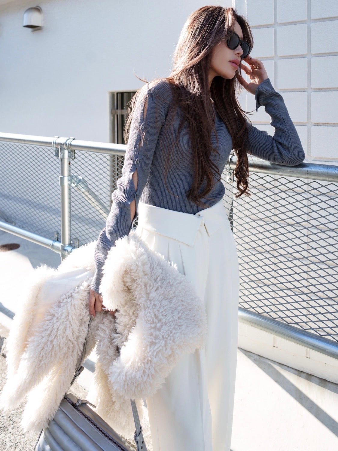 BUTTON-SLEEVE ニット トップス