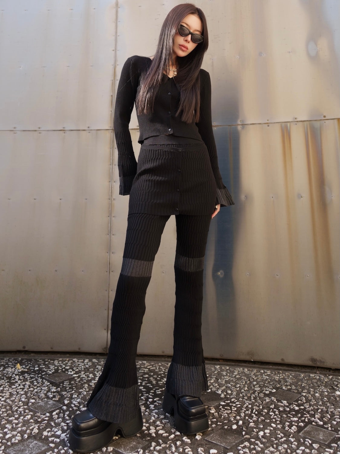 Multi シアー Ribニット セットアップ