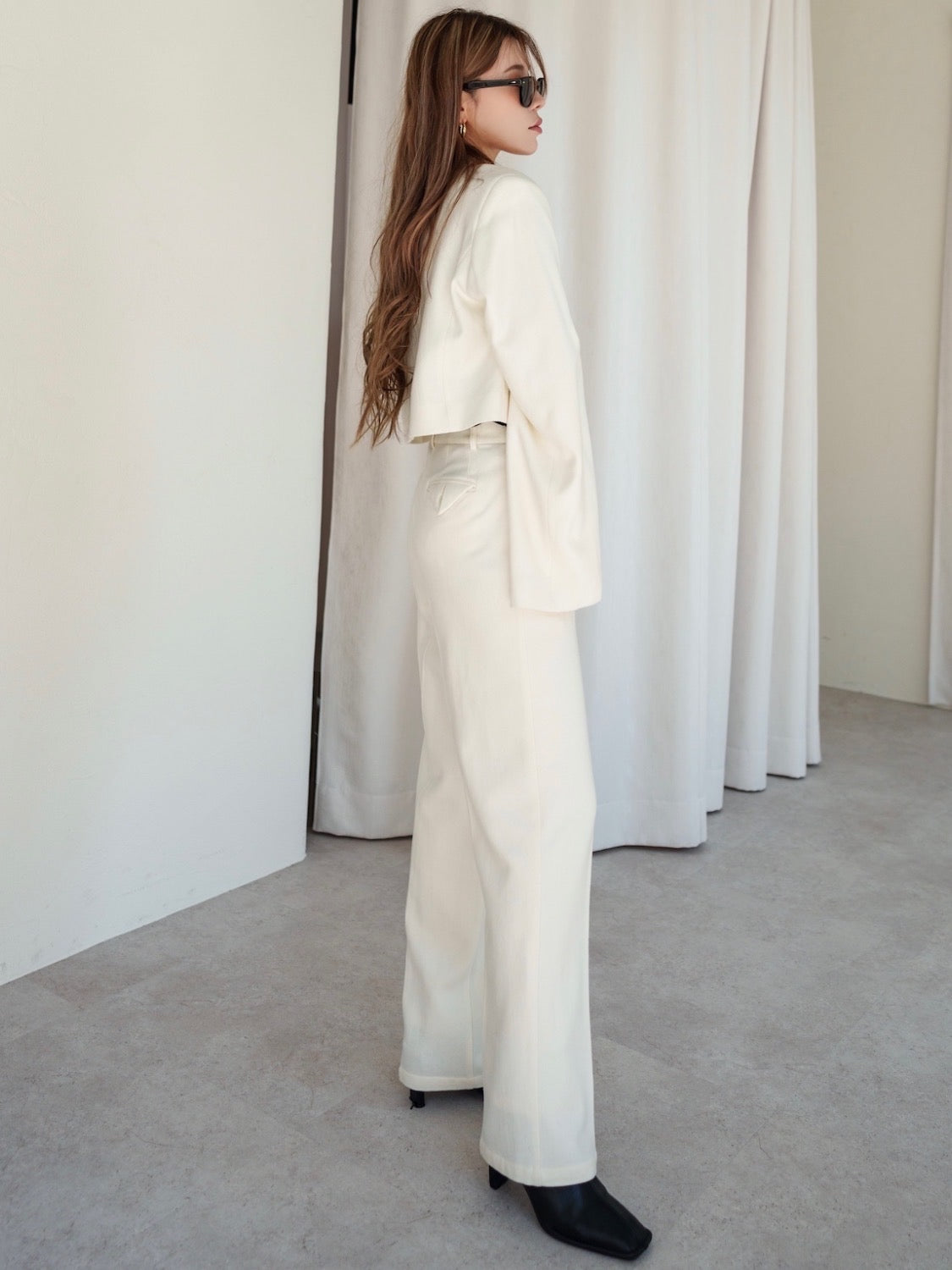 Wool twill short jacket