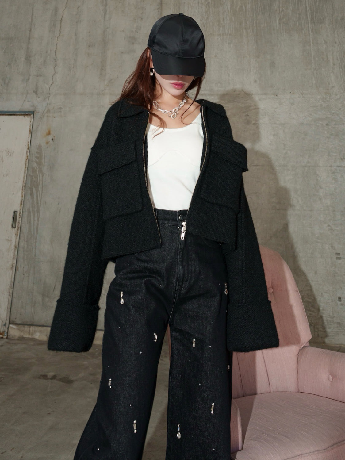 メルトンライク KNIT Zip コート