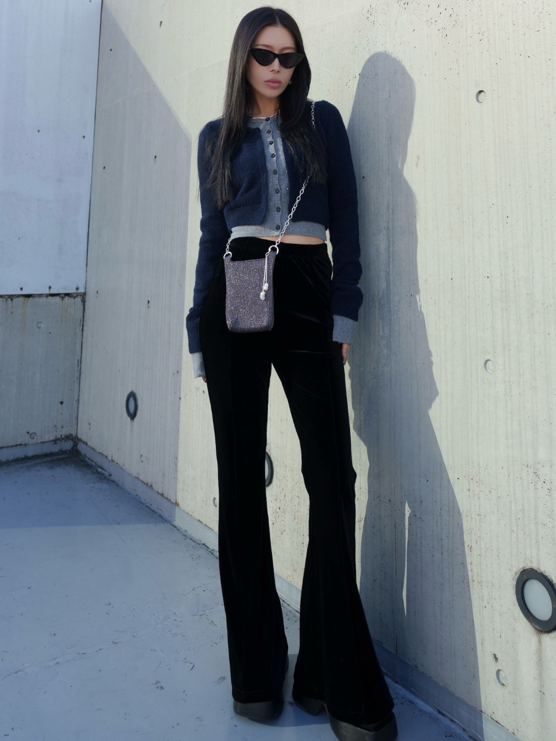 レイヤーライク Crew Neck KNIT カーディガン