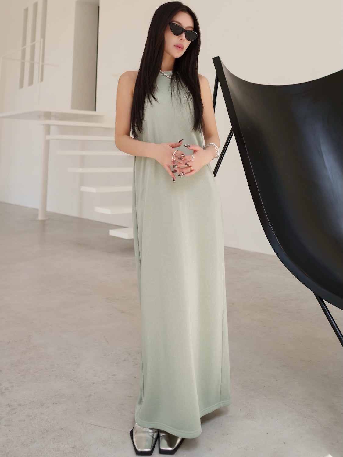 Basic ラメ カットソー ワンピース