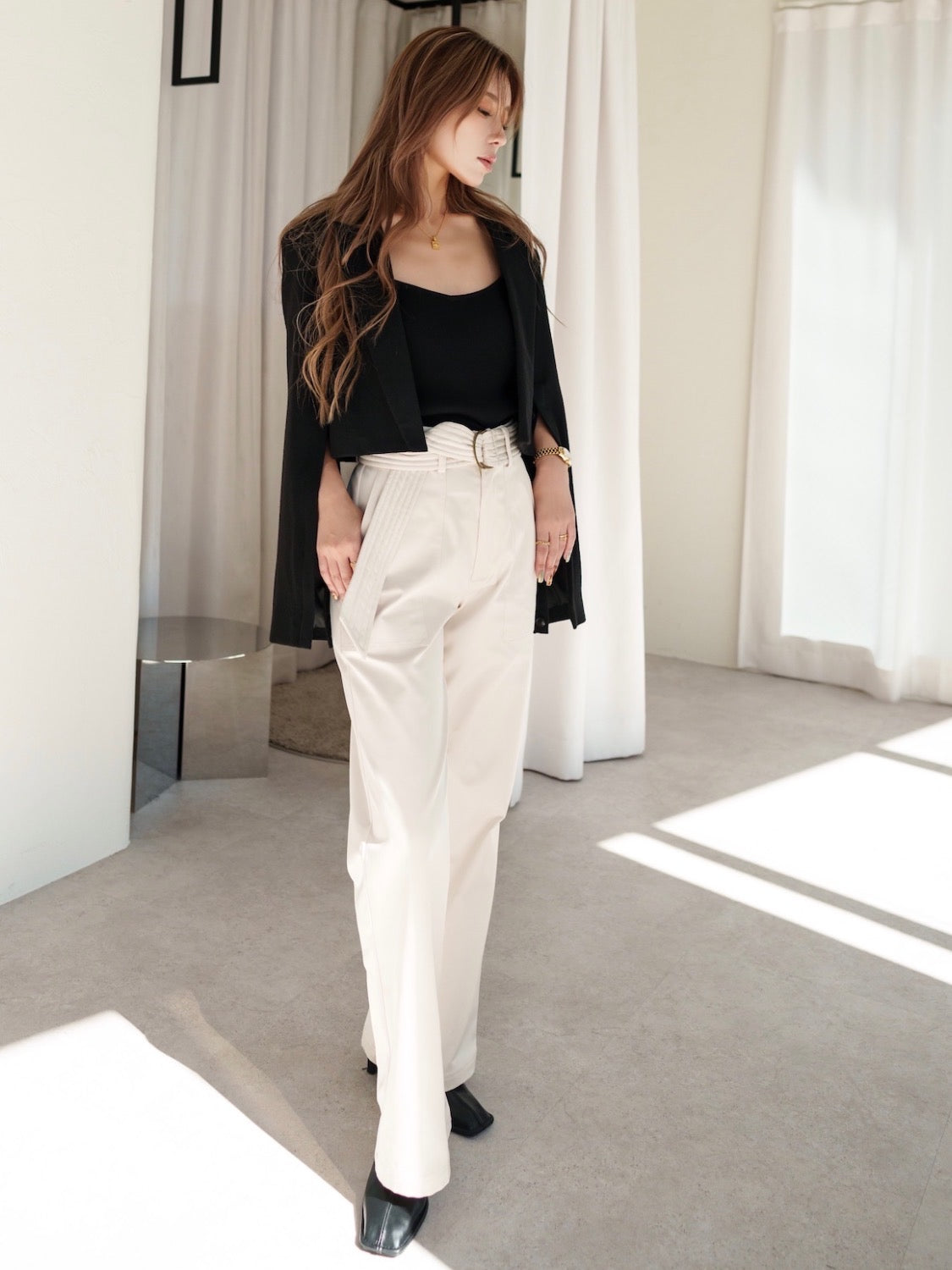 Wool twill short jacket