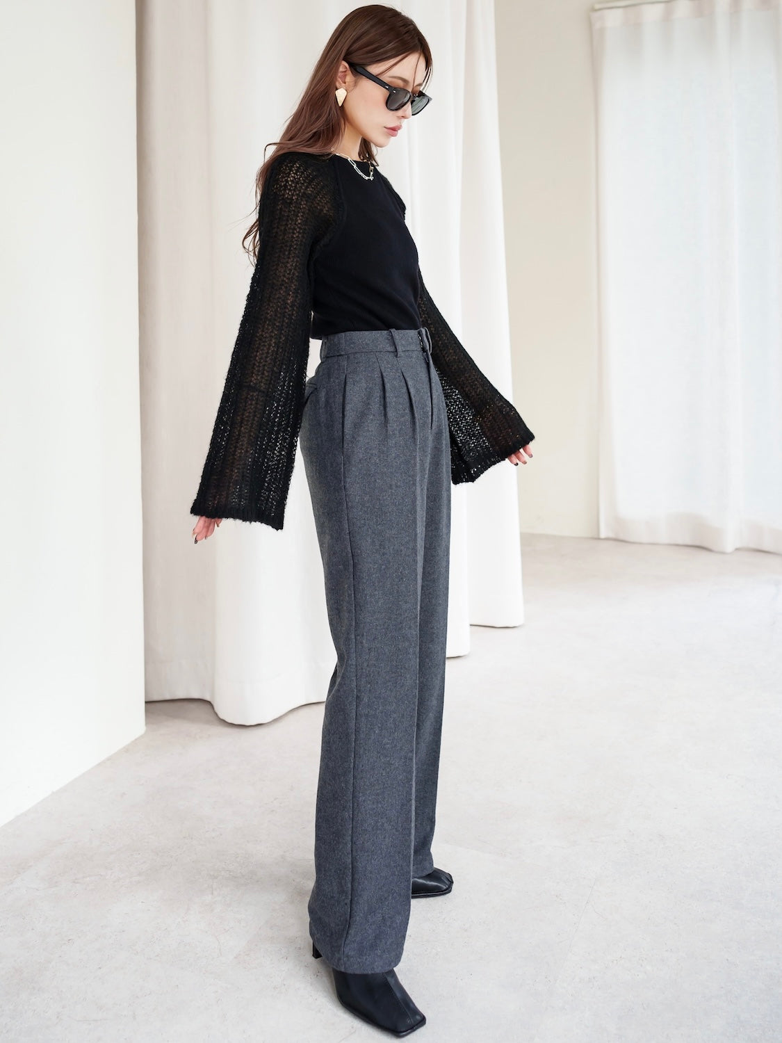 Eco-leather スクエア ショートブーツ