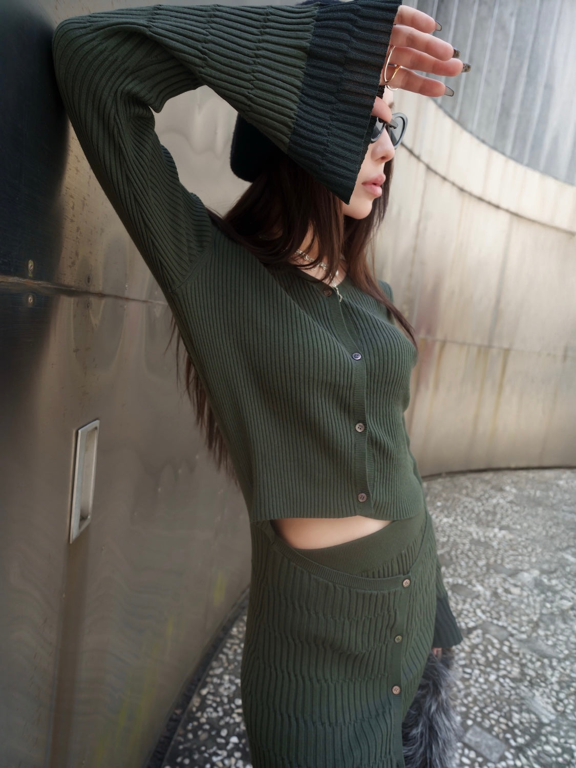 Multi シアー Ribニット セットアップ