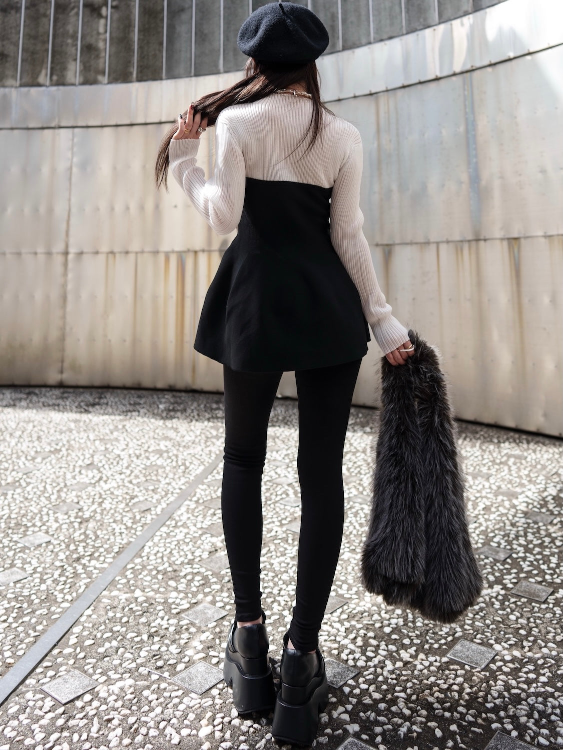 インターシャ ドッキング ペプラム KNIT