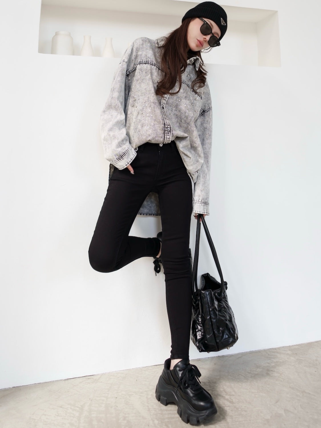 MODEL:159cm<br>COLOR:ブラック<br>着用サイズ:M