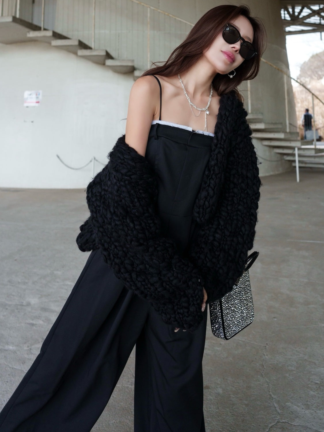 美品】 INCOTEX クロップドパンツ 42 綿 アイボリー×グレージュ ビッグ  