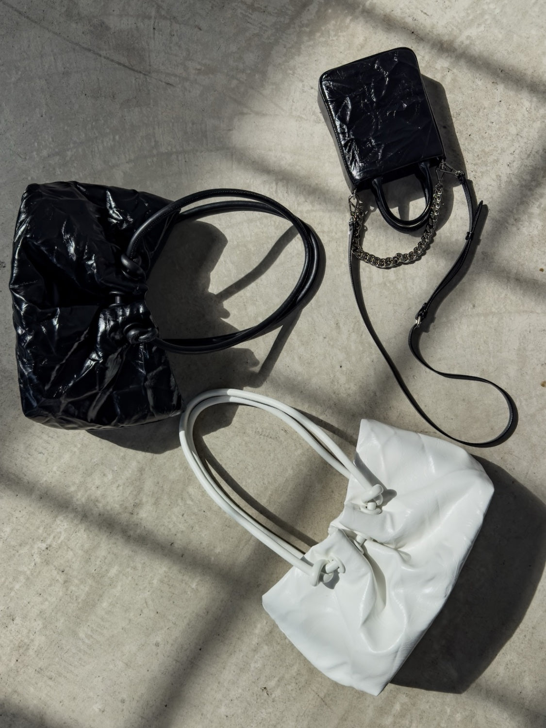 Knot crinkled leather tote