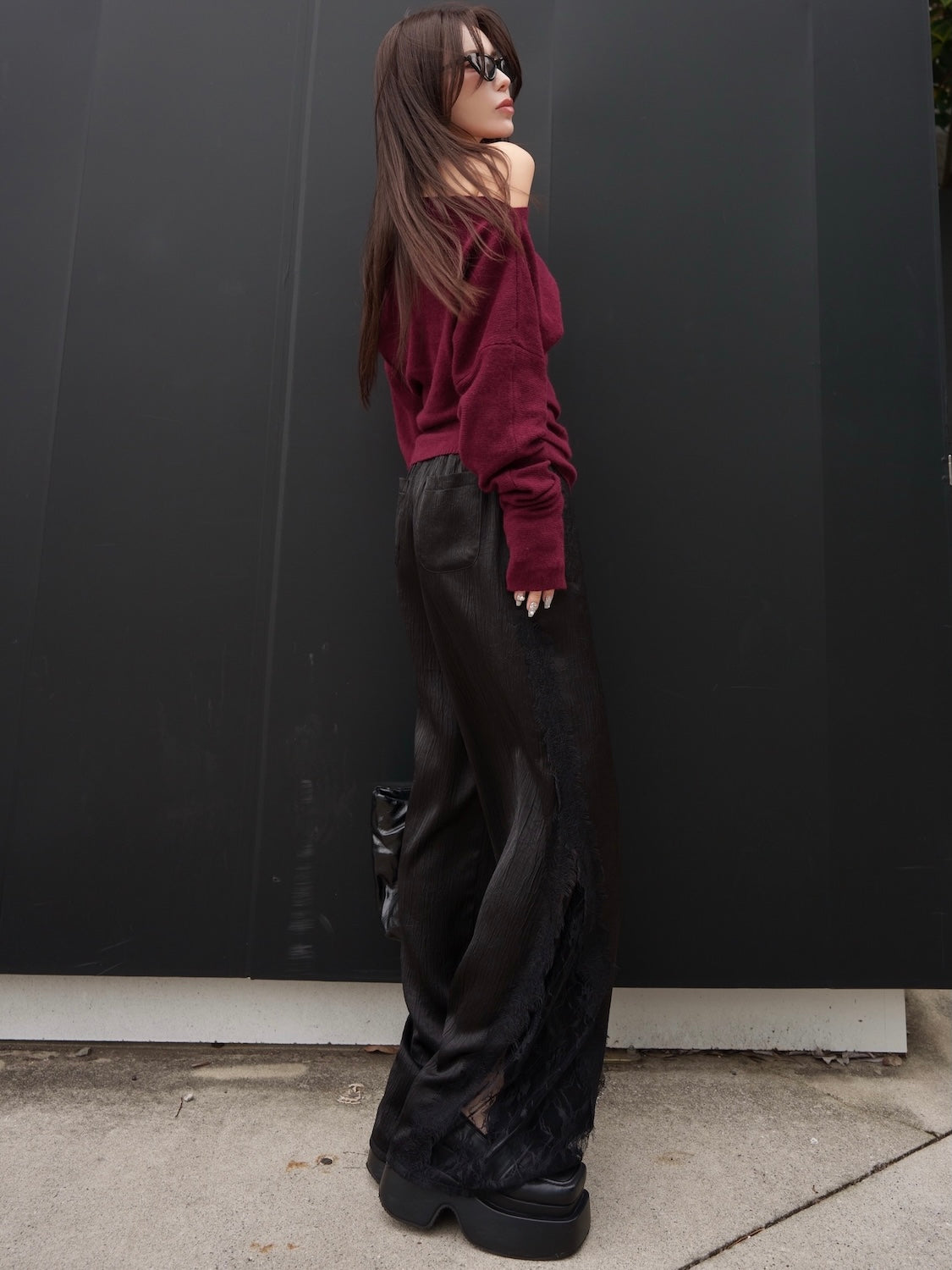 アシンメトリー ラクーン KNIT トップス