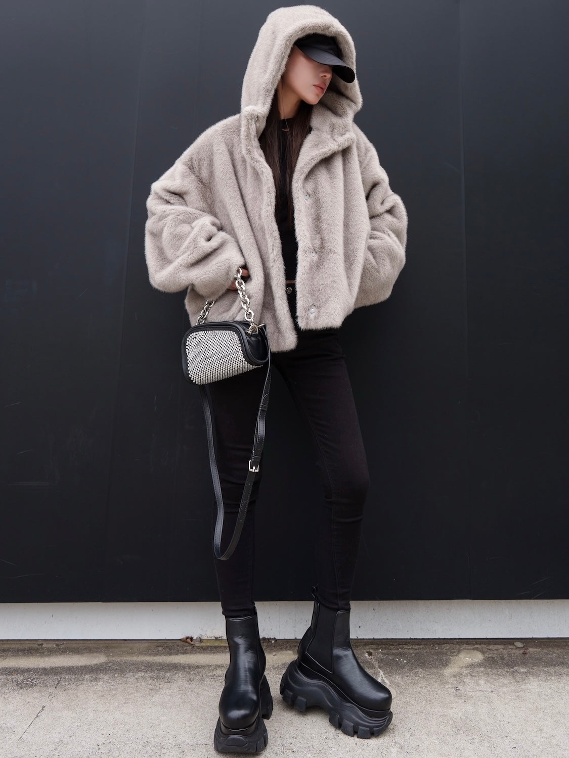 Fur フーディー ヘムタック ブルゾン