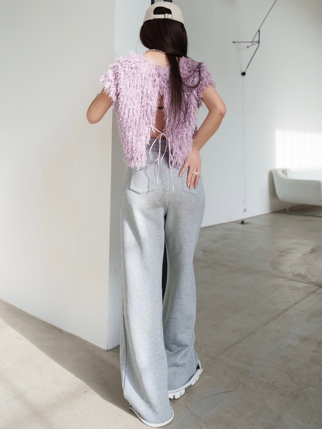 Cut-off Sweat Wide Pants