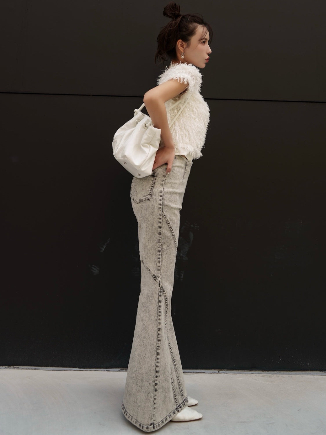 Multi-seam Stretch Flared Denim