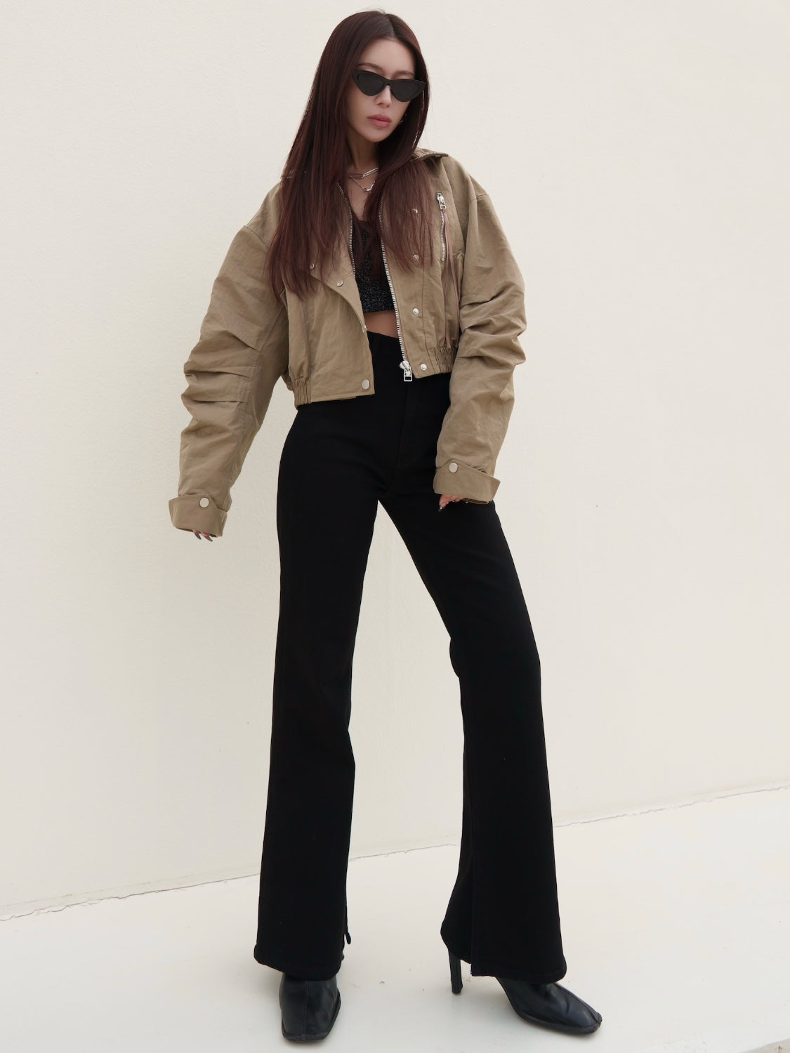 MODEL:159cm<br>COLOR:ブラック<br>着用サイズ:0