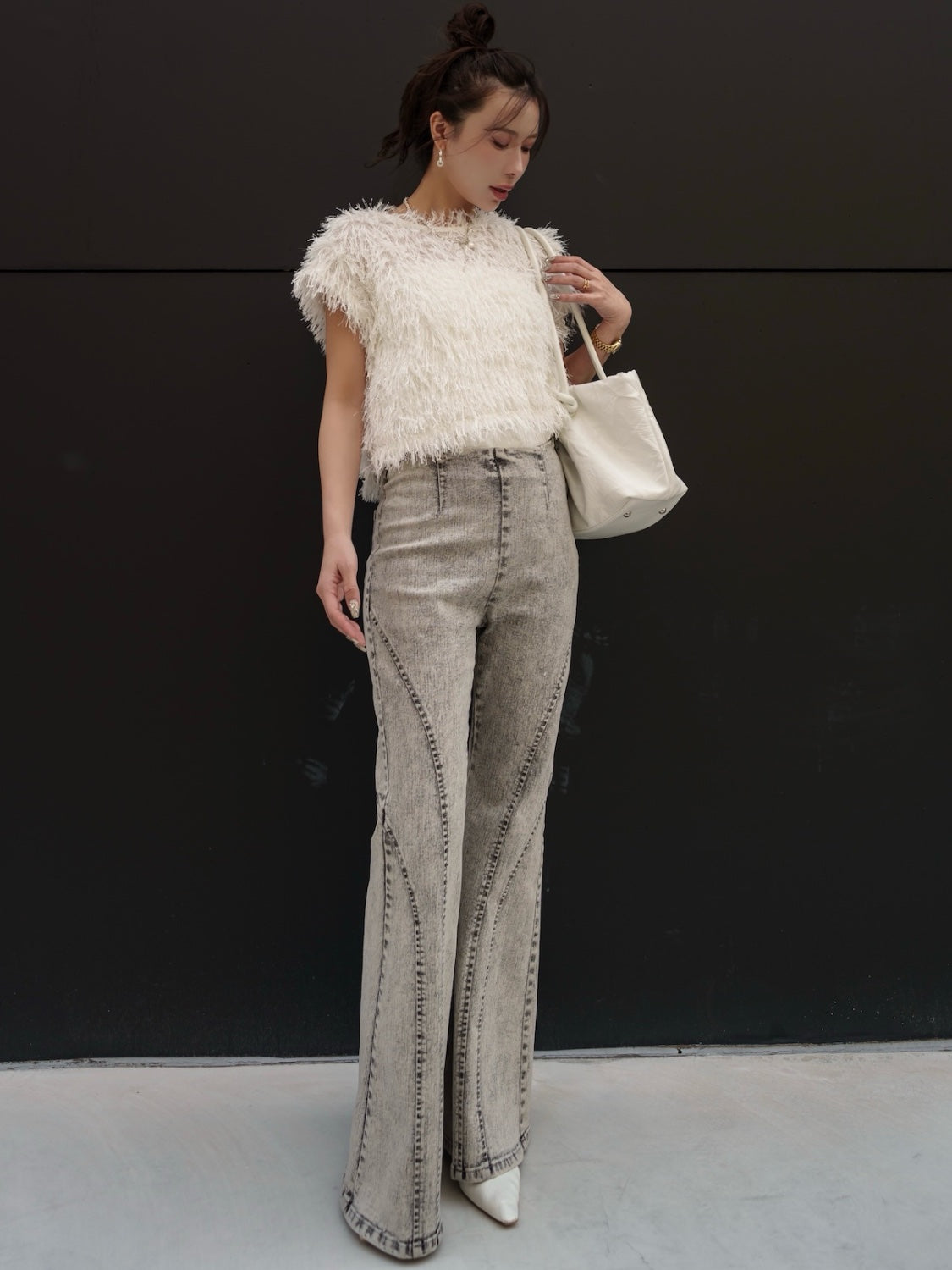 Multi-seam Stretch Flared Denim