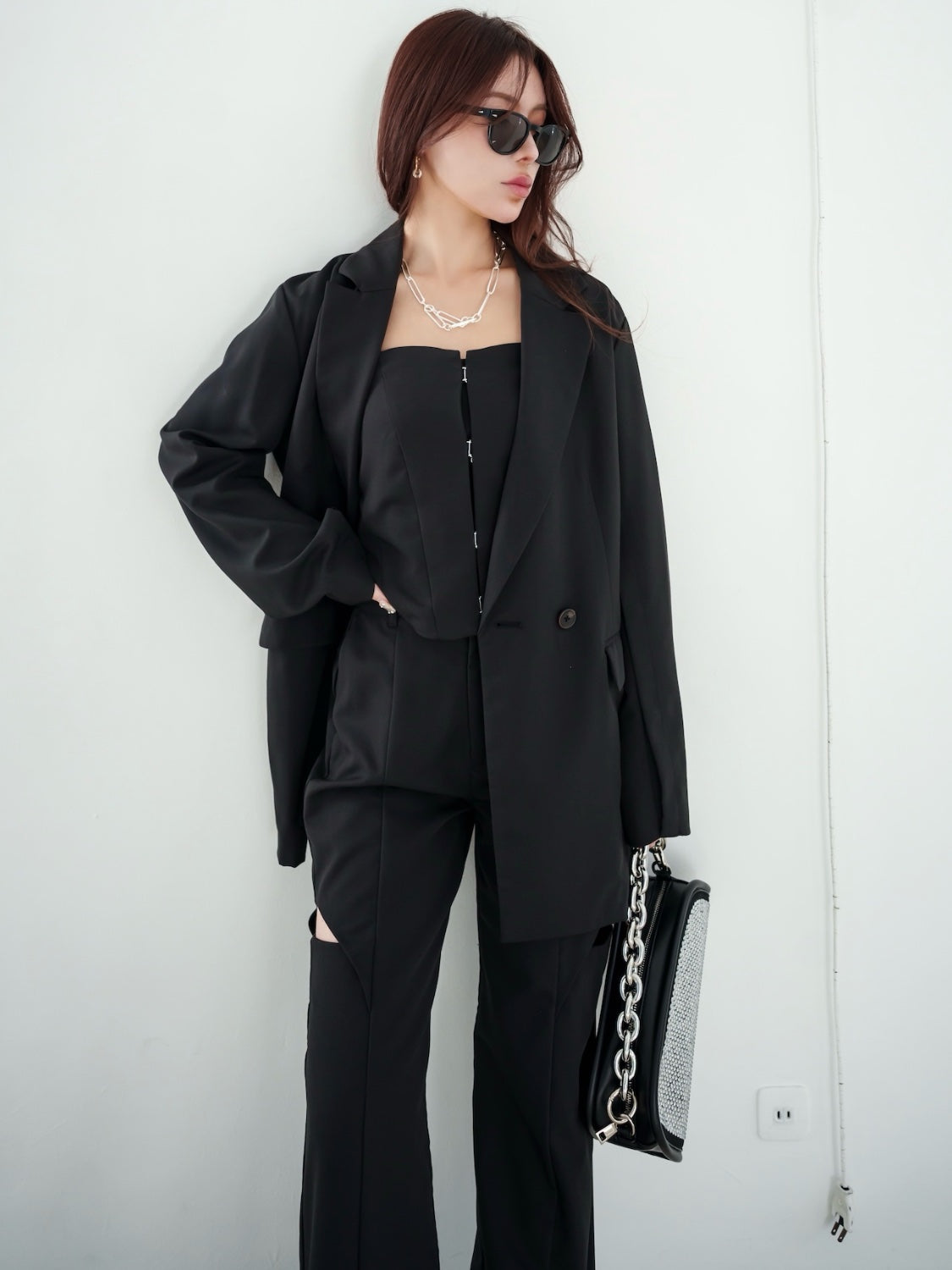 Stone Chain Asymmetric Bag