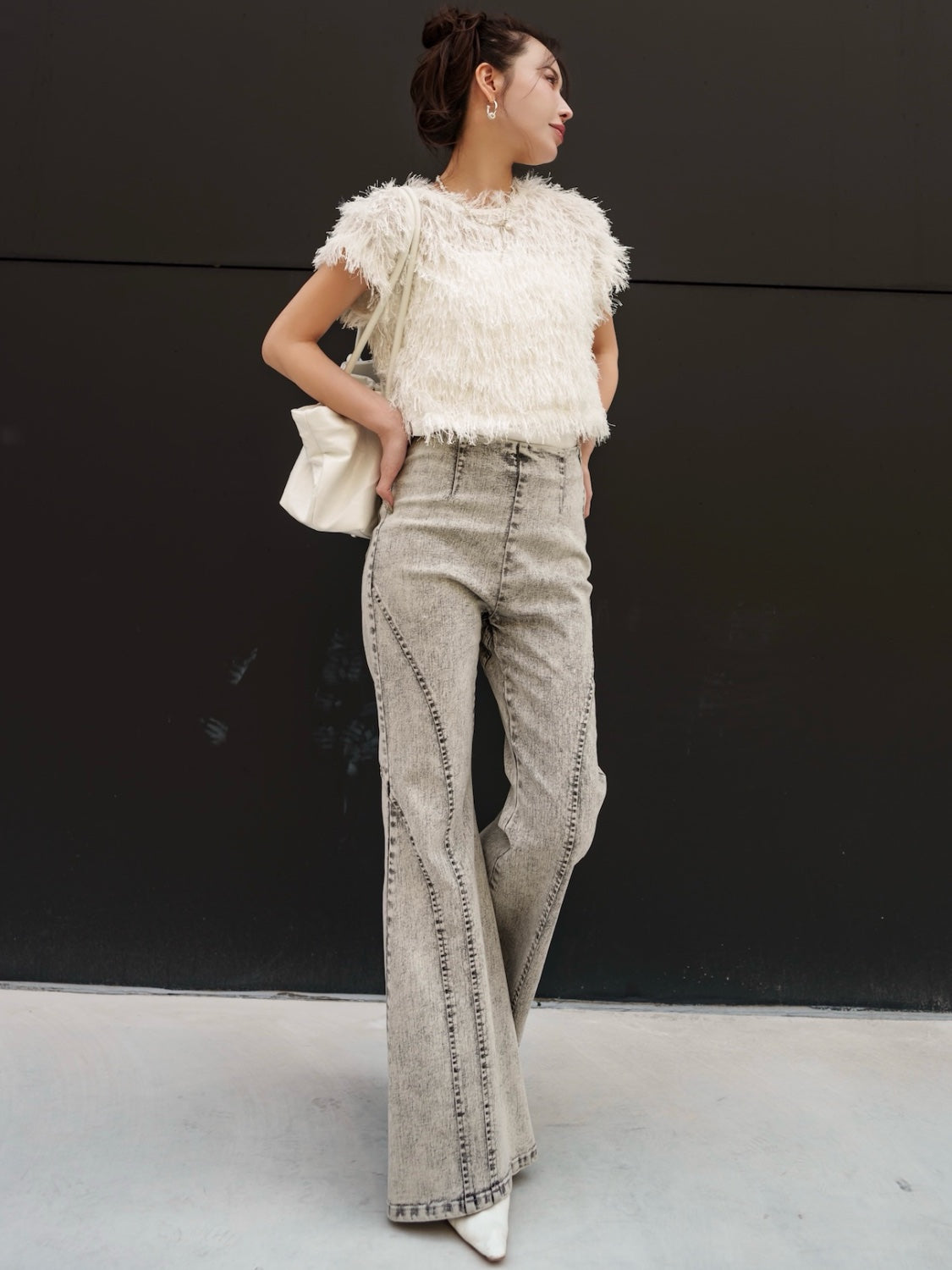 Multi-seam Stretch Flared Denim