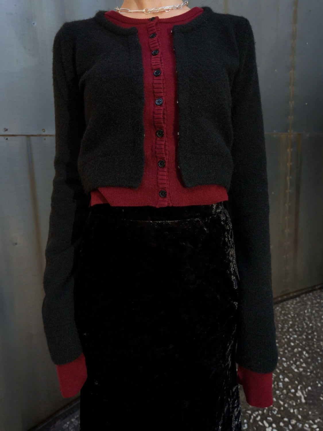 レイヤーライク Crew Neck KNIT カーディガン