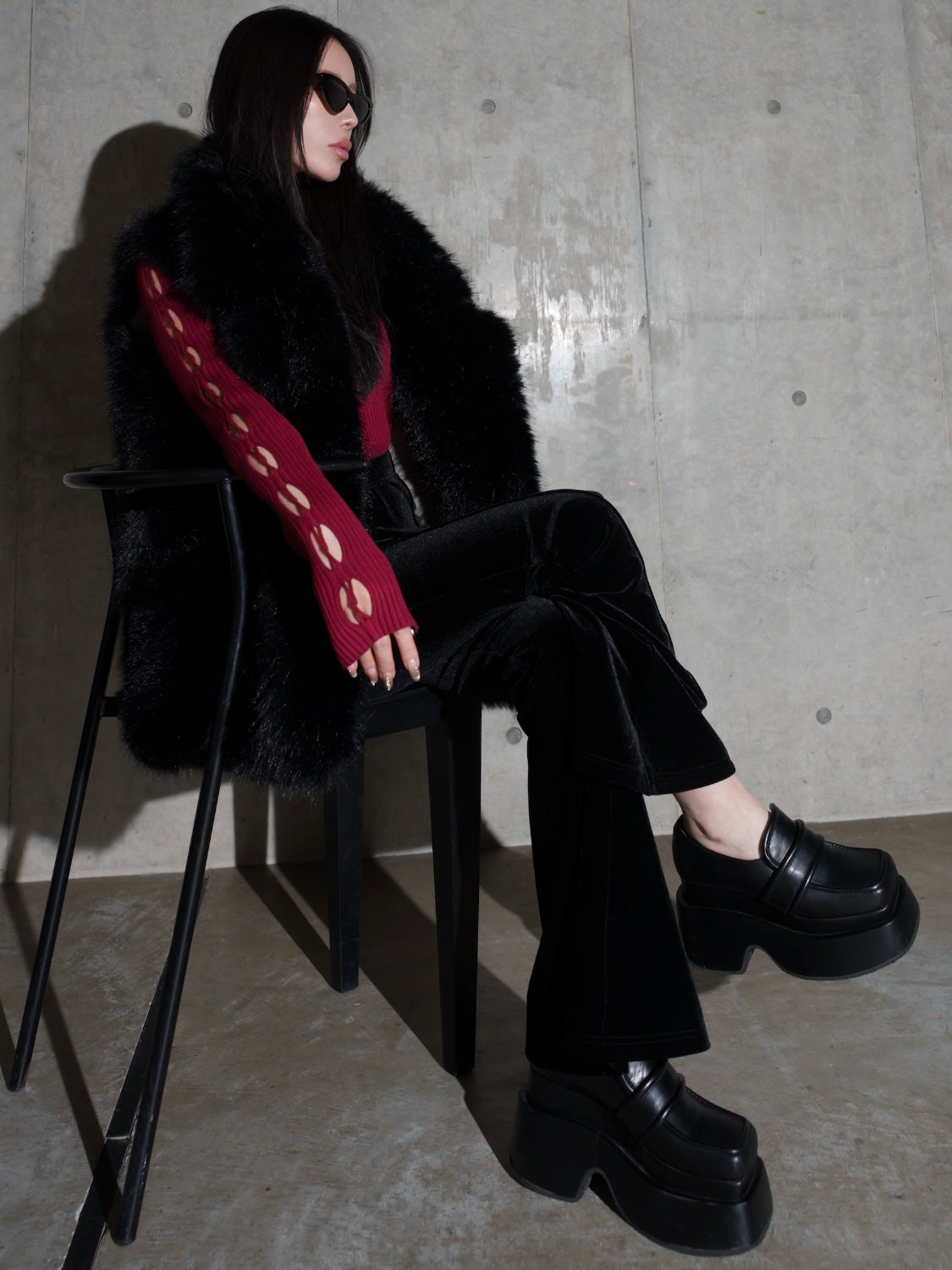 Suede ボンディング Fur ベスト