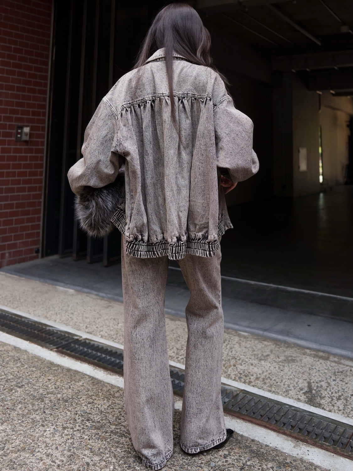 Washed ギャザー DENIM ジャケット