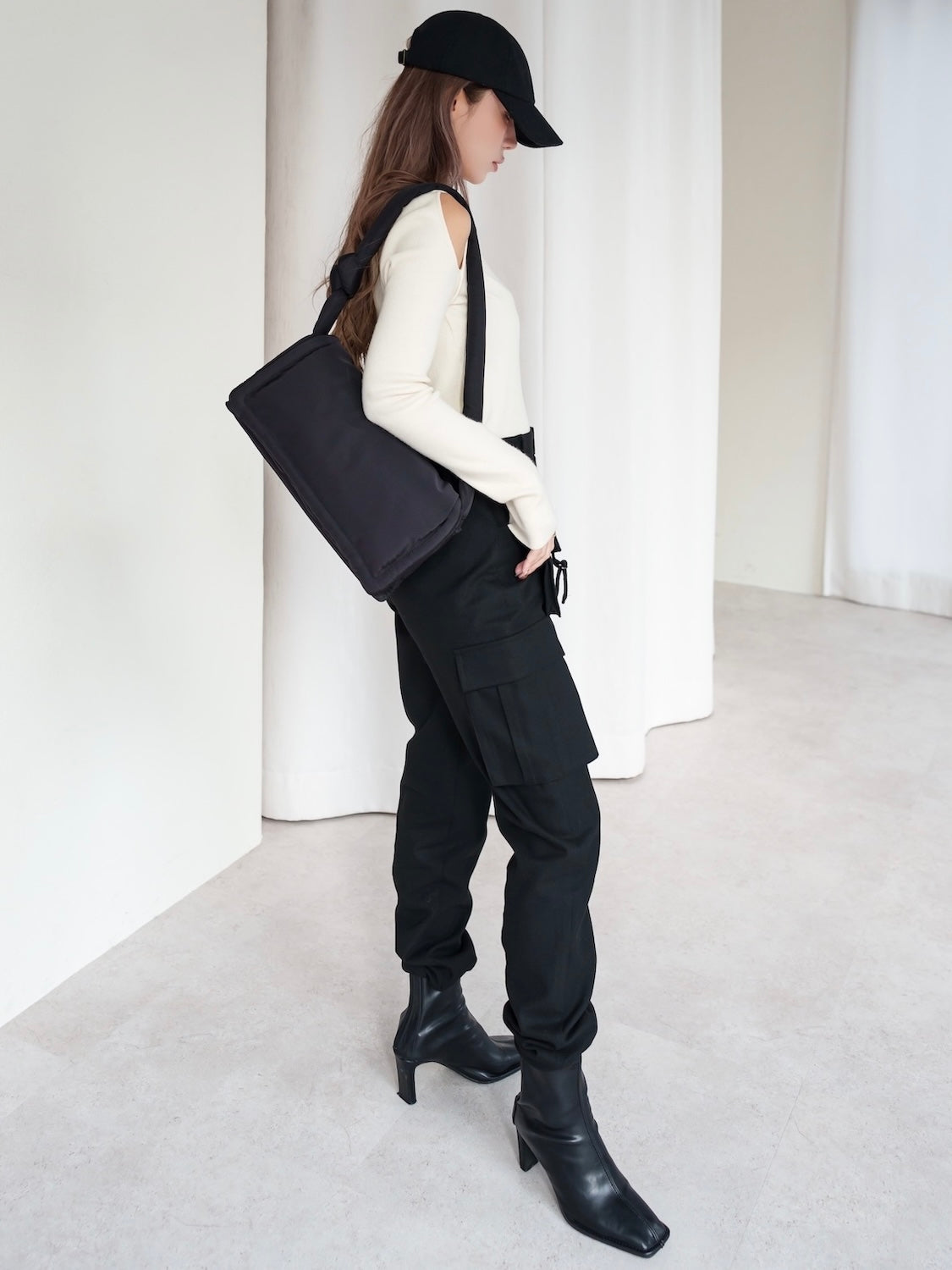 Eco-leather スクエア ショートブーツ