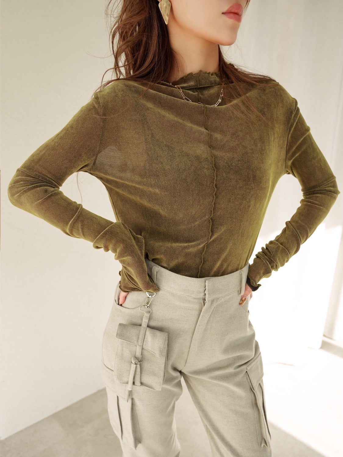 Tulle Flocked Sheer Top