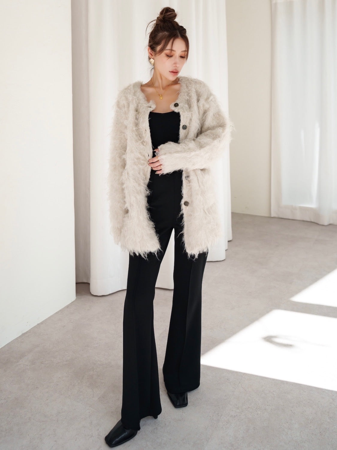 Wool Fur Cardigan