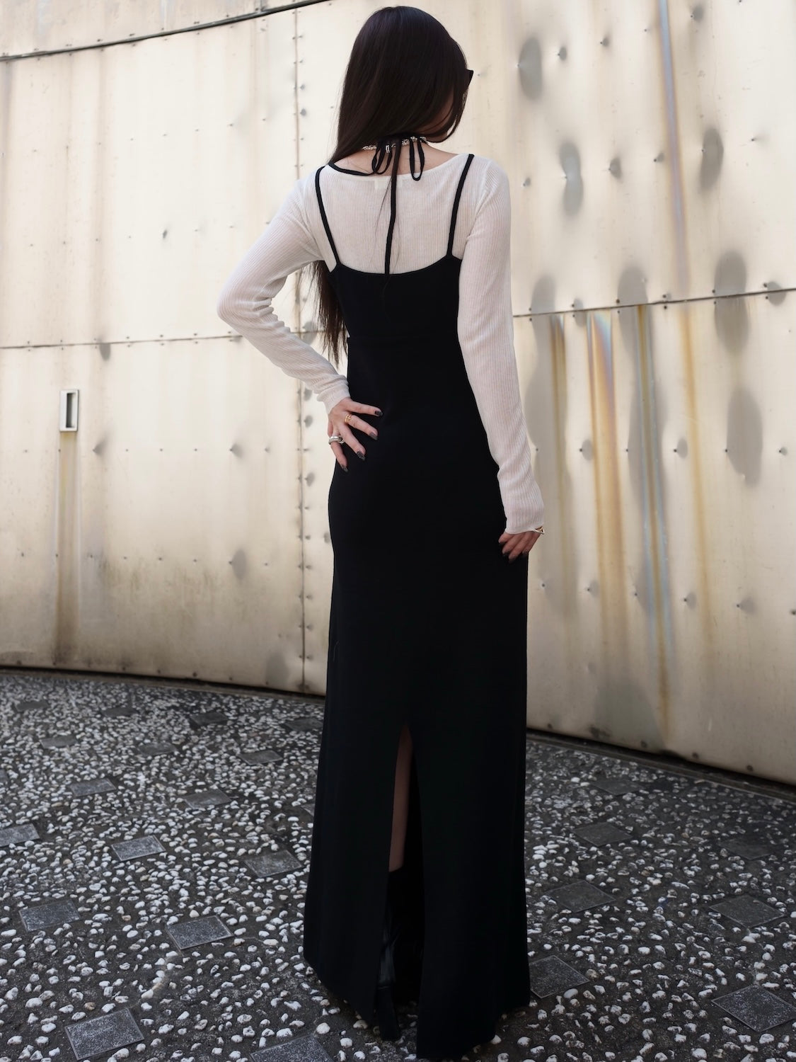 シアー ドッキング KNIT ワンピース