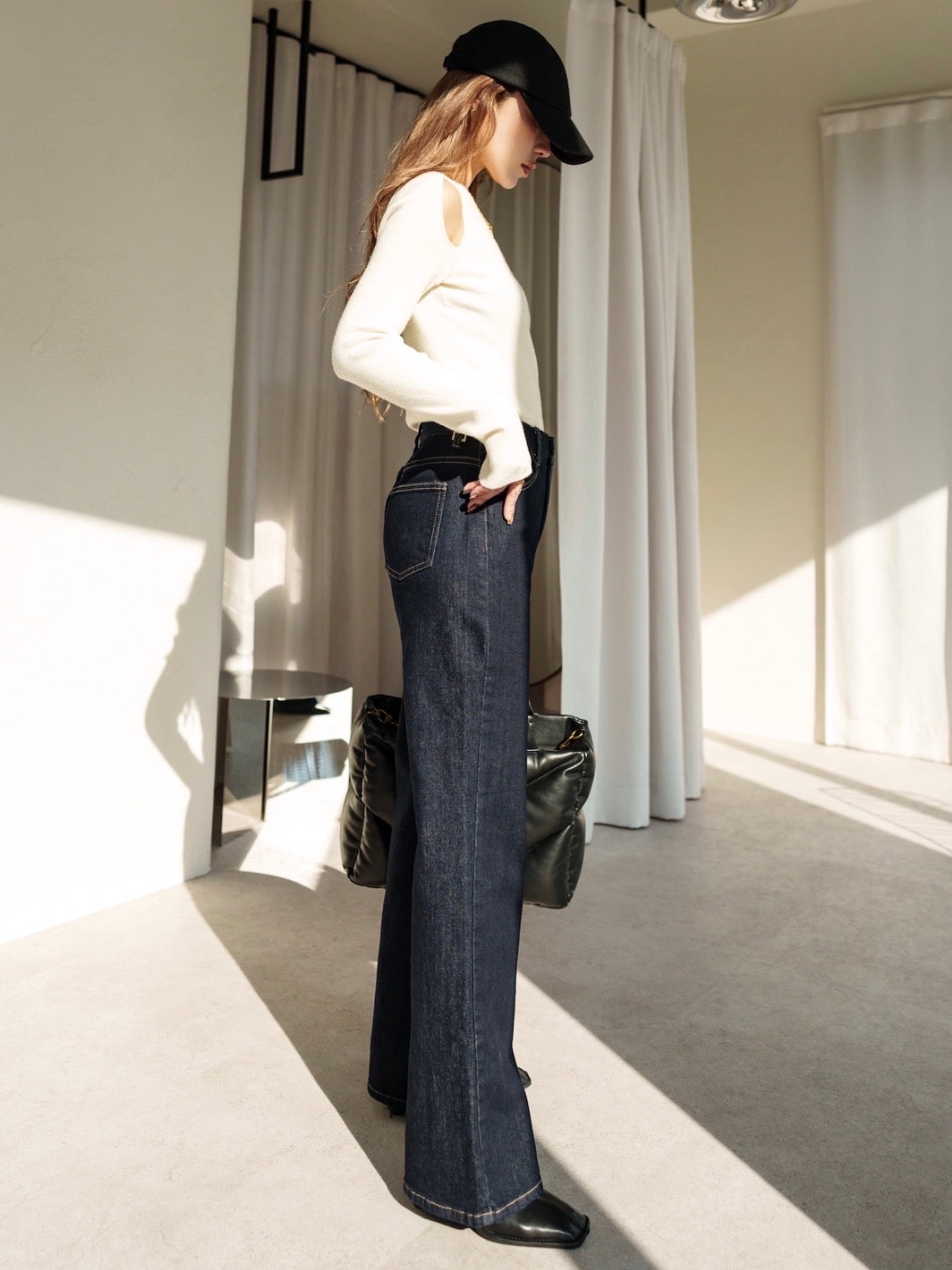 Open-shoulder ニット トップス