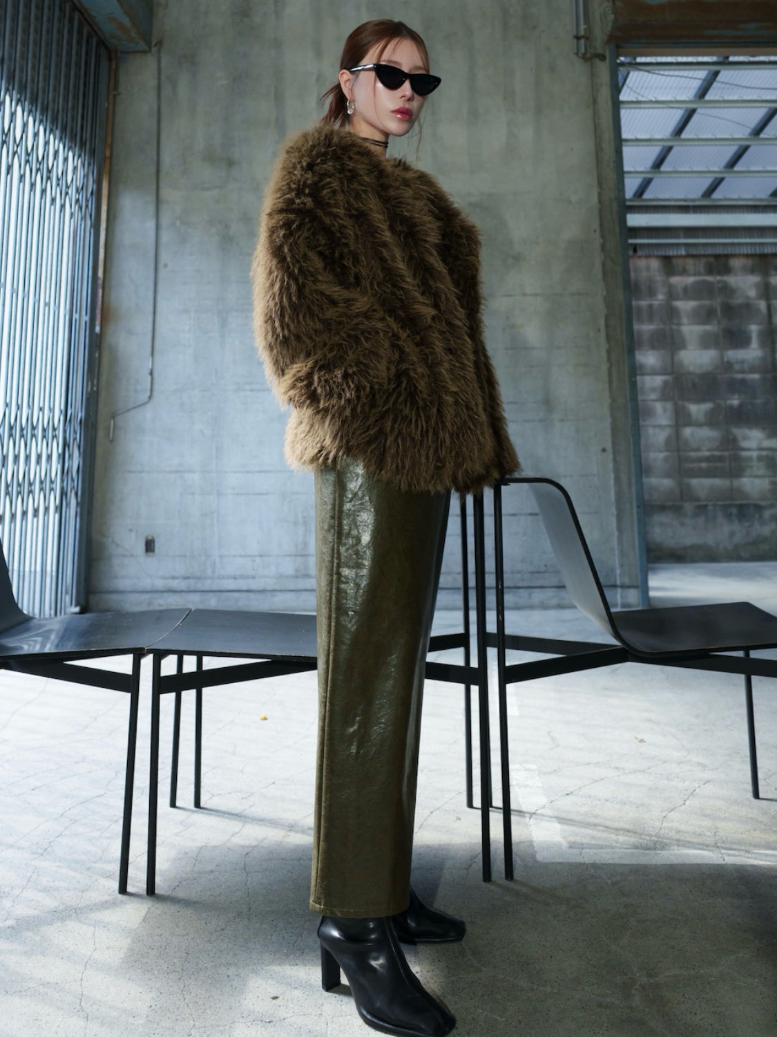 ノーカラー チベット Fur コート
