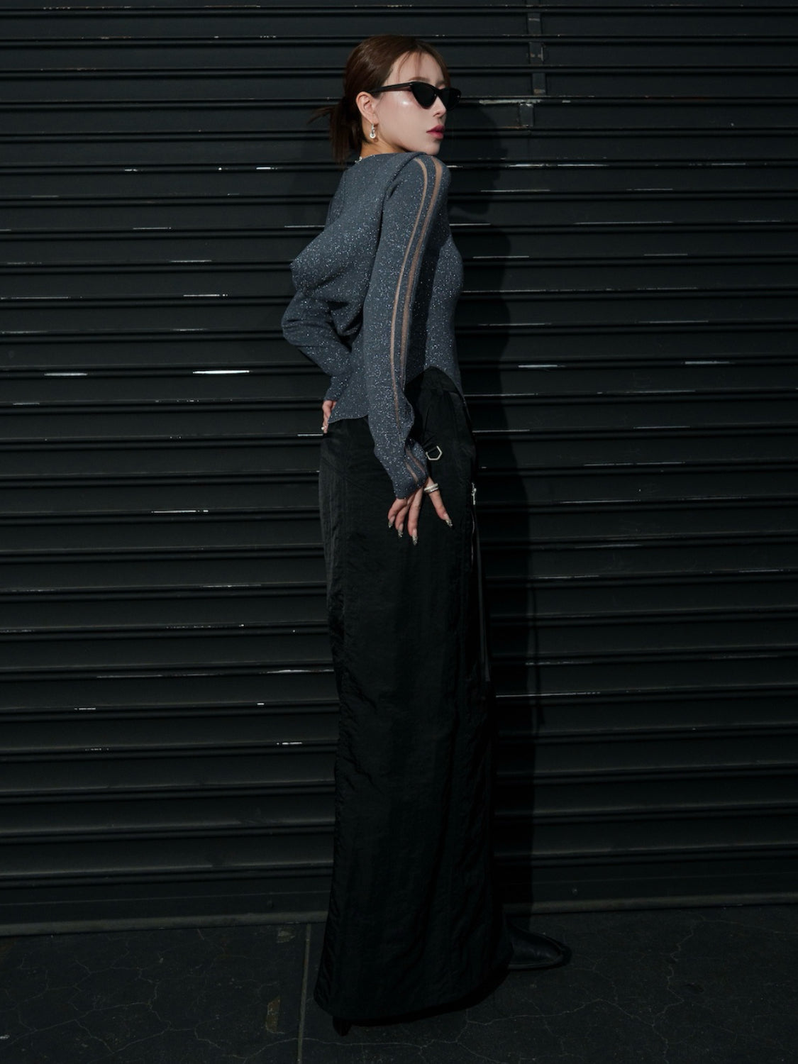 シアーライン Half ジップフーディー KNIT