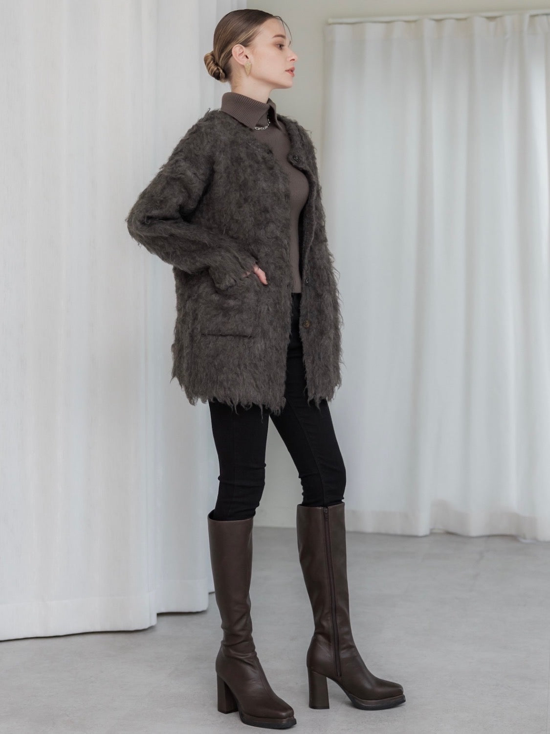 Eco Leather Double Piece Long Boots