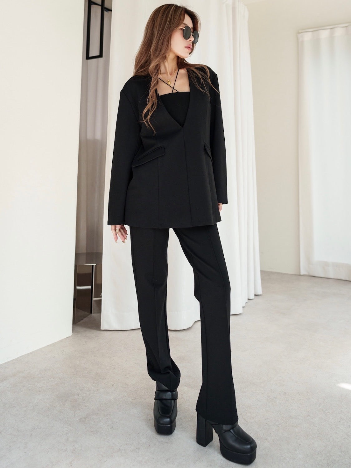 V-neck smooth set-up