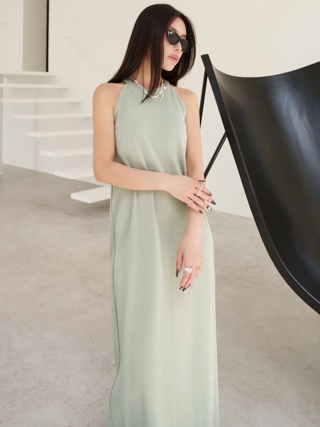 Basic ラメ カットソー ワンピース