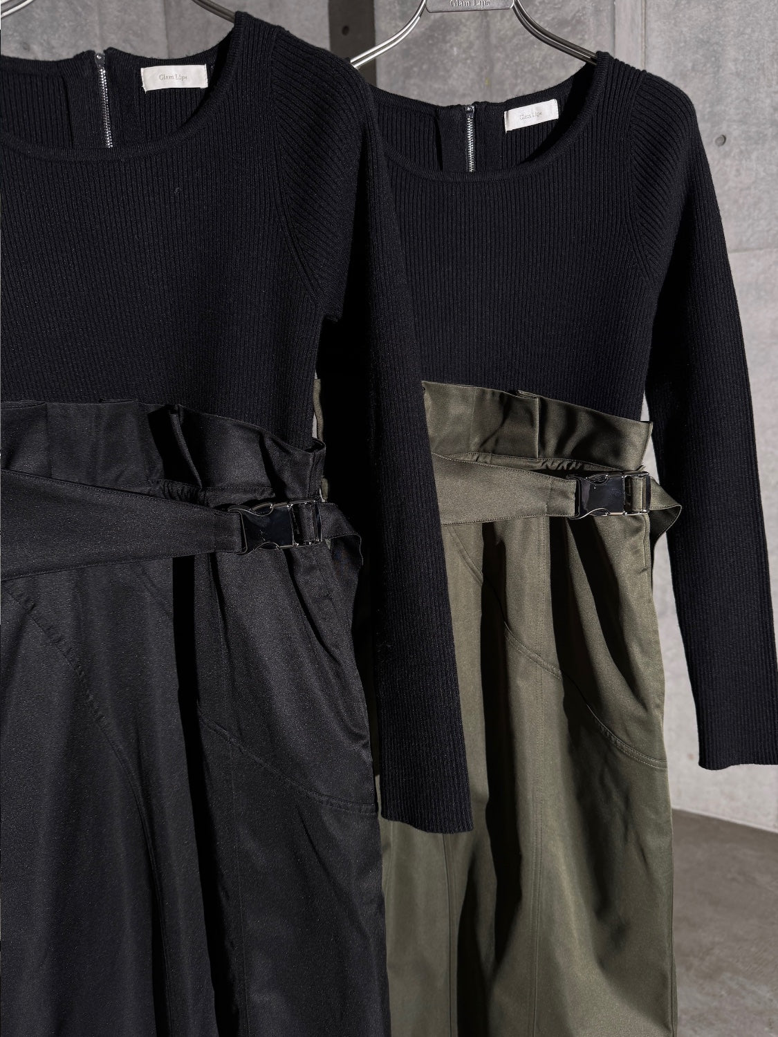 KNIT ドッキング ツイル Dress