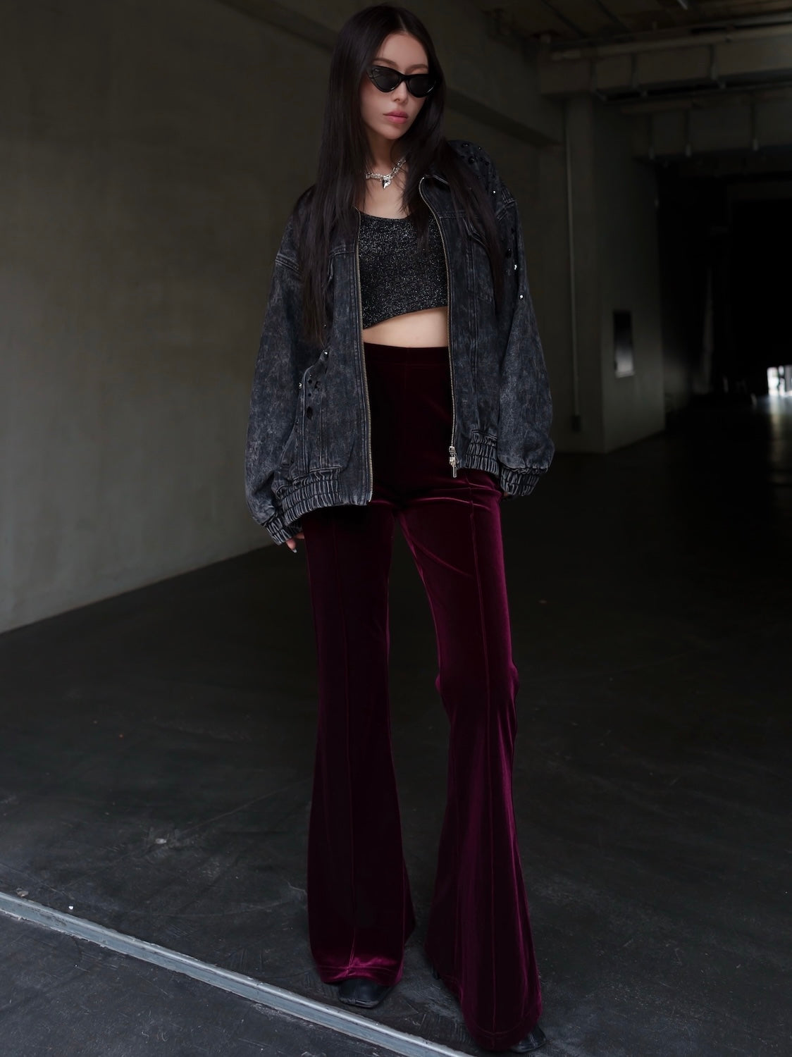 Relax フレア ベロアパンツ