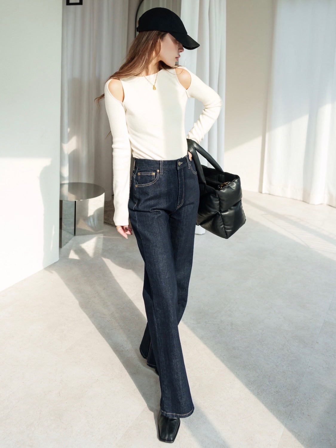 Open-shoulder ニット トップス