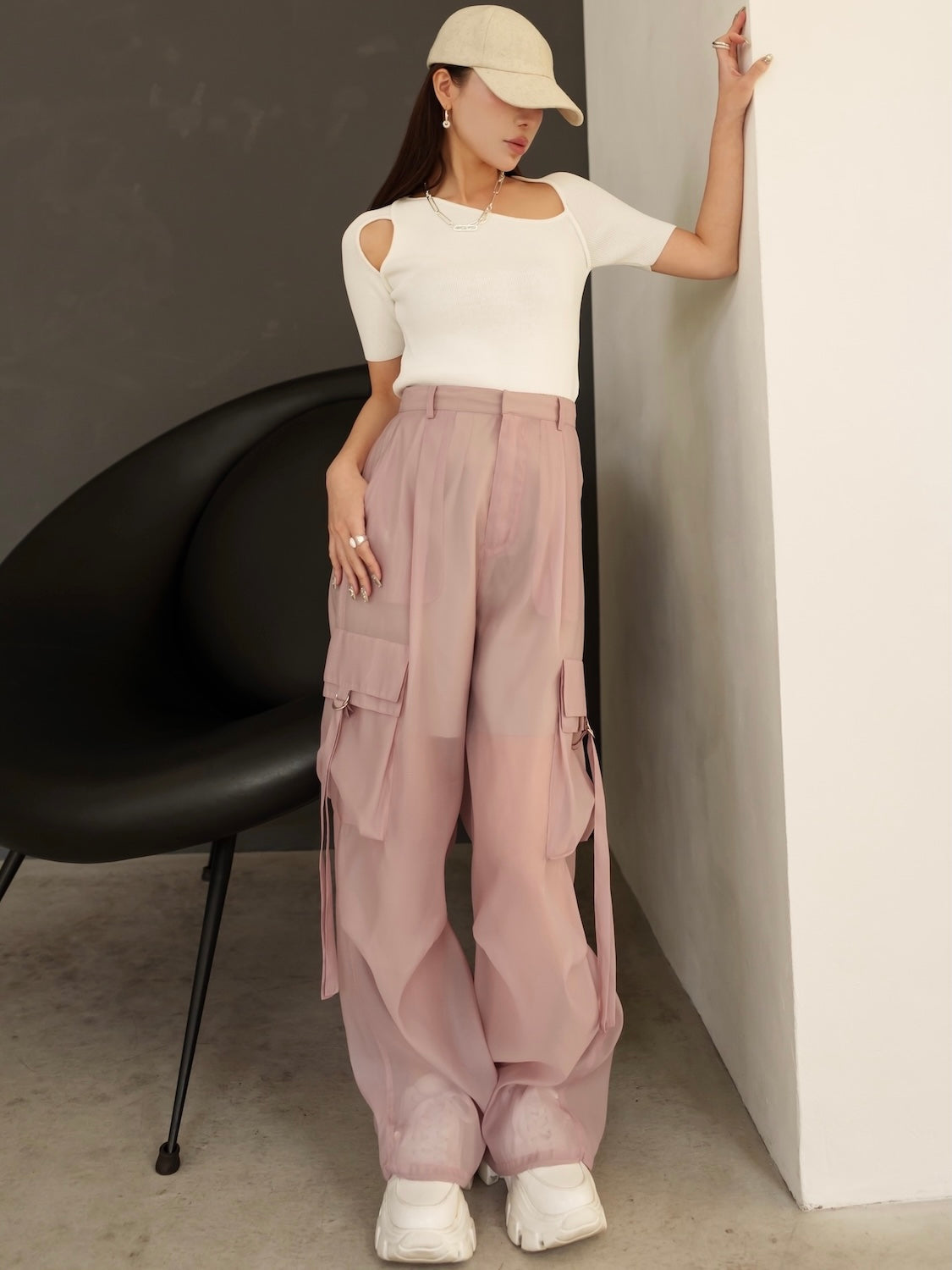 Asymmetrical short-sleeve knit