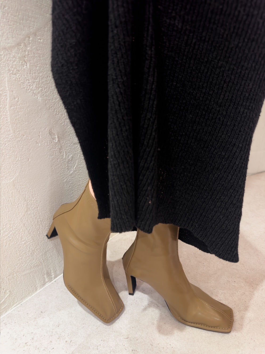 Eco-leather スクエア ショートブーツ