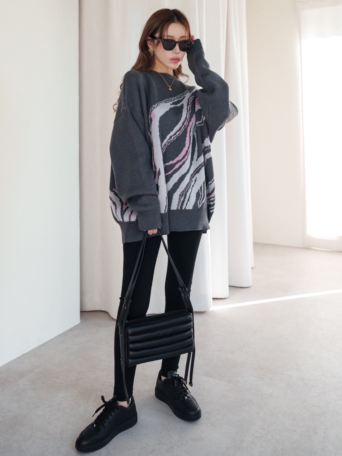 Marble Long-sleeve Pullover