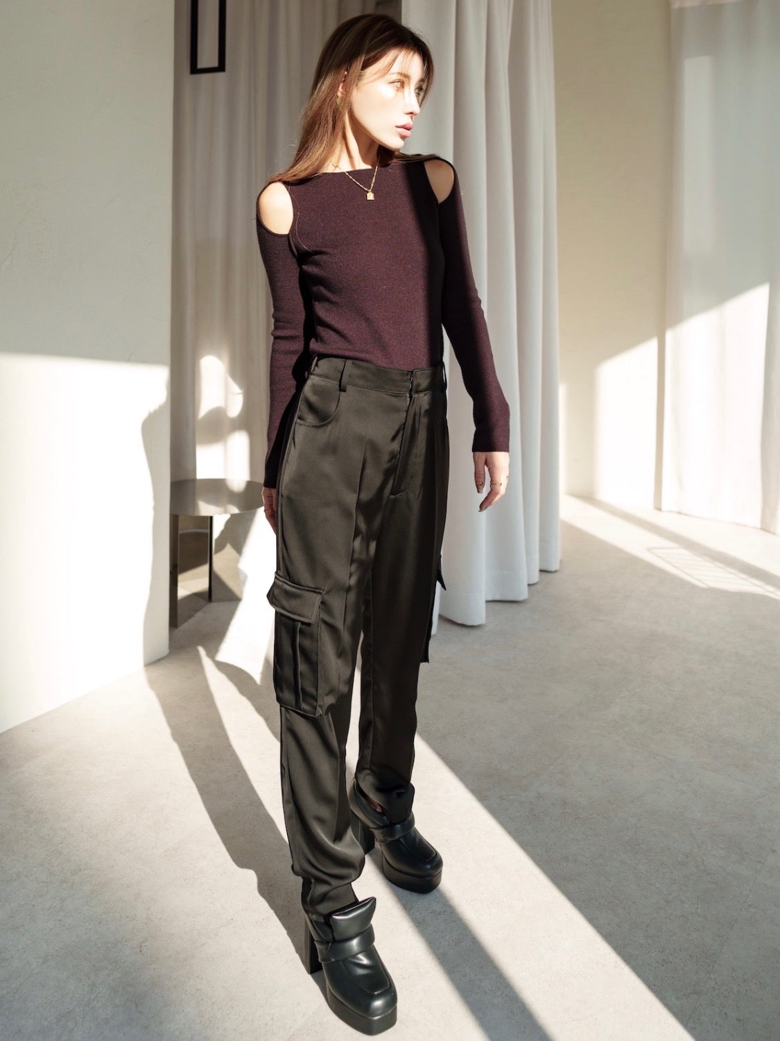 Open-shoulder ニット トップス