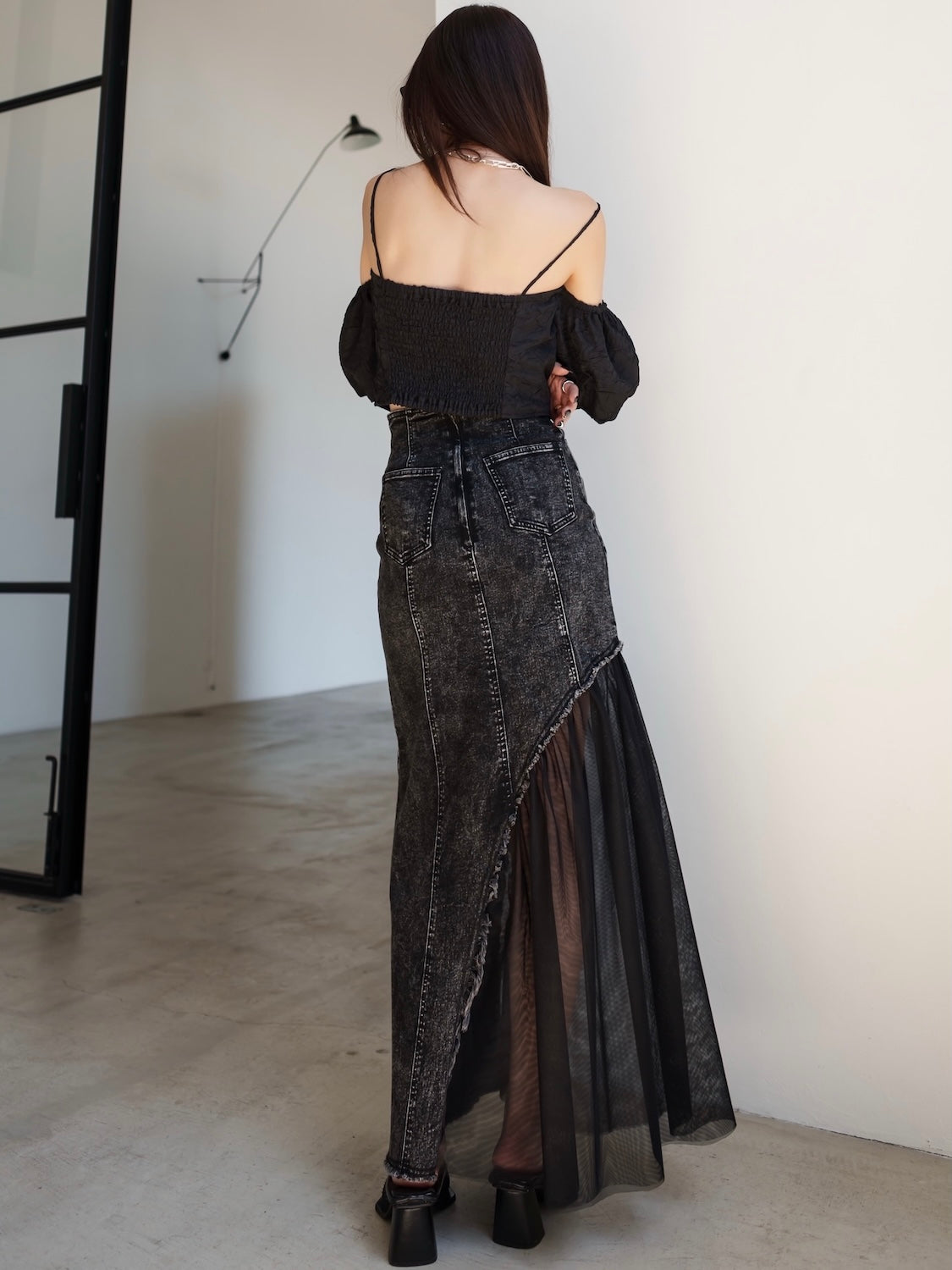 チュール ドッキング DENIM スカート